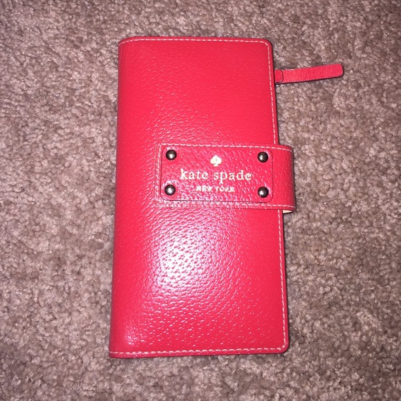 Kate Spade red leather wallet GUC