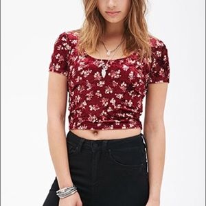 Velvet Maroon Floral Top