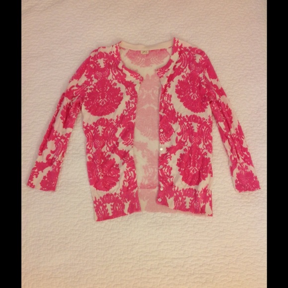 J.crew floral pink and white cardigan