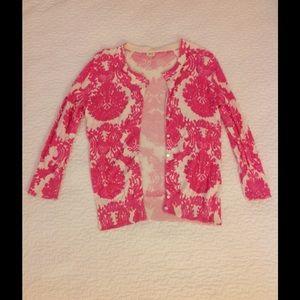 J.crew floral pink and white cardigan