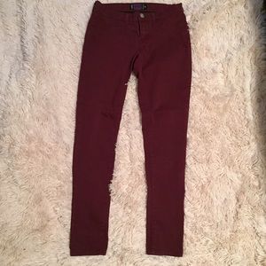 Burgundy Jeggings.