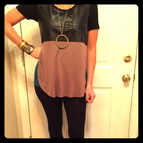 Faux leather top