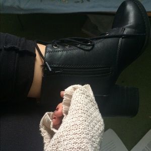 Combat- style Lace up Heel Boots