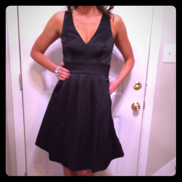 Satin black A-line dress