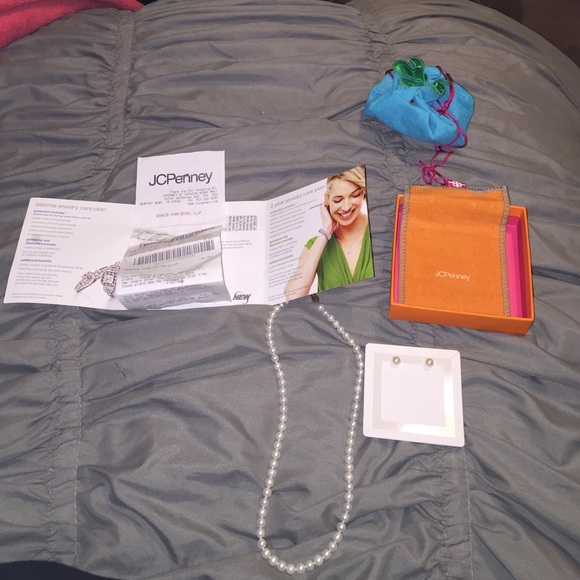 Real pearl earrings and necklace set. Jcpenney