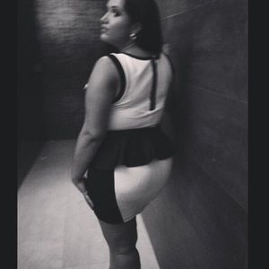 Black and White Peplum Dress