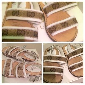 Authentic Brown and White Gucci Sandals