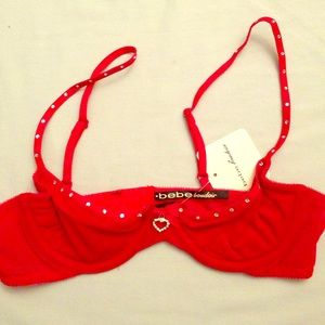 Bebe red embellished bra