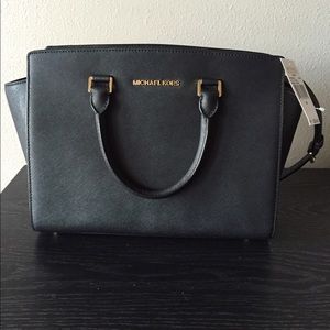 Original Selma Large Saffiano Satchel Bag in Black