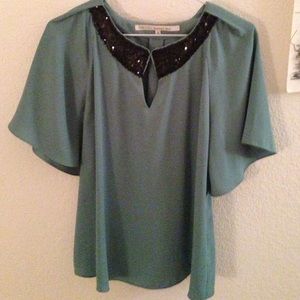 Rachel Roy green top w/ sequins