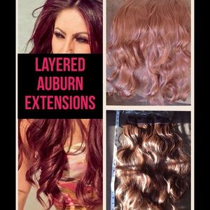 22" Layered Wavy Auburn Hair Extensions NWOT