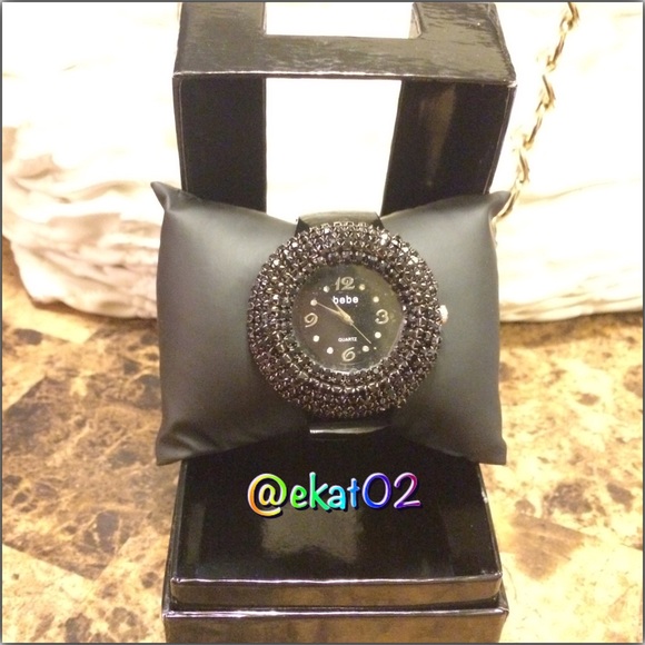 BEBE Black rhinestone watch main image 4