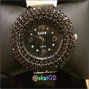 BEBE Black rhinestone watch
