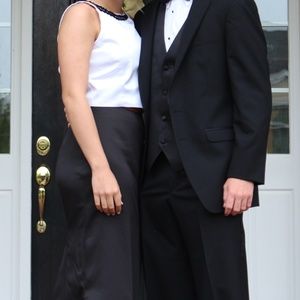 Black and white two piece prom dress custom made