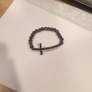 Black crystal cross bracelet