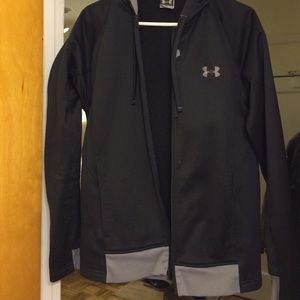 Men's small Under Armour zip up(black/gray)