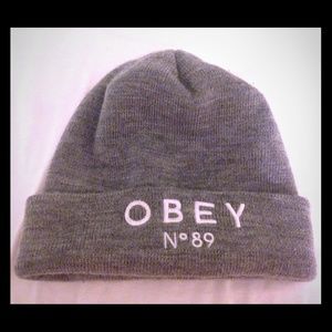 Obey no. 89 beanie hat in grey from UO