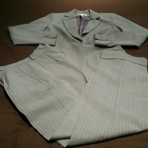 Grey pinstripe pantsuit