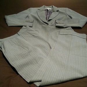 Grey pinstripe pantsuit