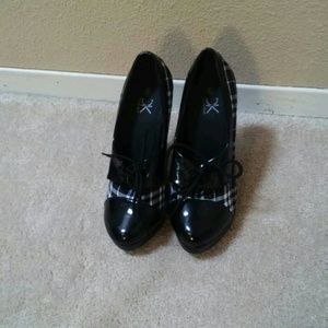 Plaid ankle booties.