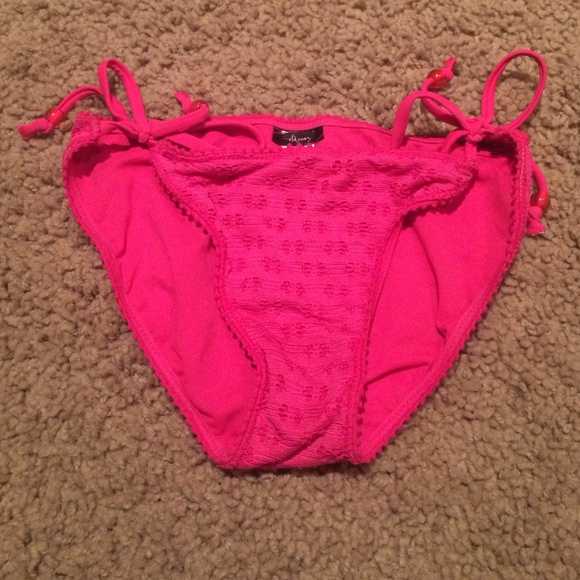 Pink crocheted tie swimsuit bottoms