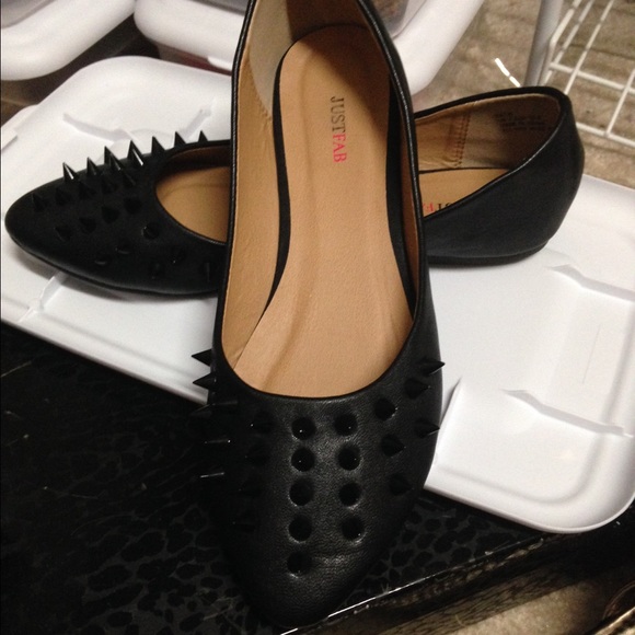 Black flats with studs