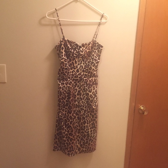 Cache Leopard Print ruched dress