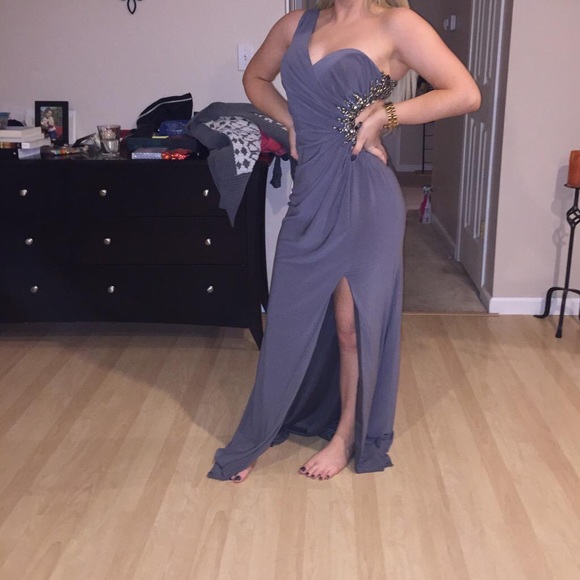 Grey evening gown/prom dress.
