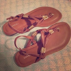 Brown and Gold Sandals
