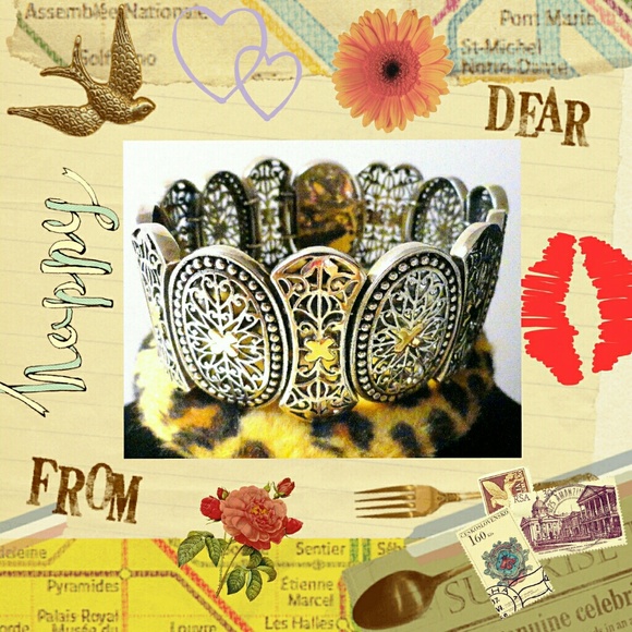 NEW! STERLING SILVER SCROLL WIDE BAND BRACELET - Picture 2 of 3