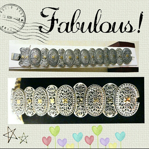 NEW! STERLING SILVER SCROLL WIDE BAND BRACELET - Picture 3 of 3