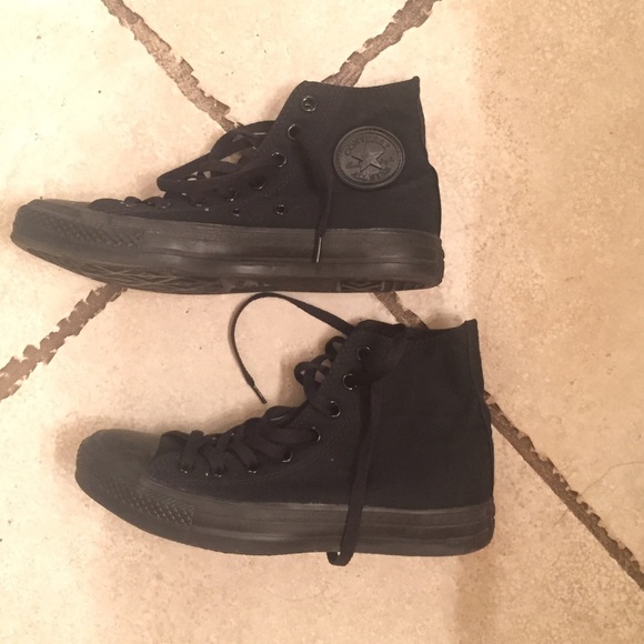 all blacked out converse, worn once