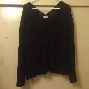 Brandy Melville Black Long Sleeved Button Up Shirt