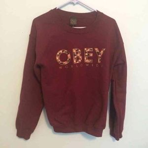 Obey Floral Maroon Crewneck Sweater