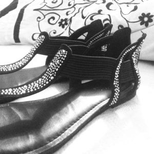 Black jewel studded sandals