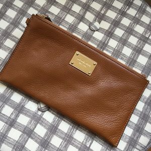 NWT Michael Kors Cognac Leather Clutch
