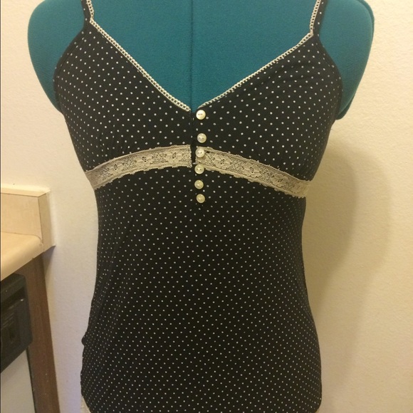 S black ivory polka dot cami tank lace camisole