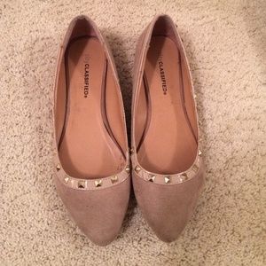 Beige studded flats