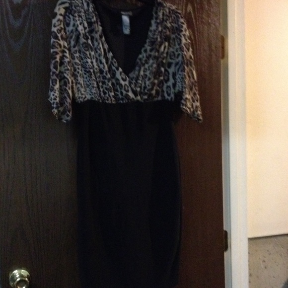 Leopard print and black dress
