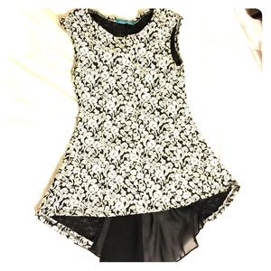 Black and white peplum blouse