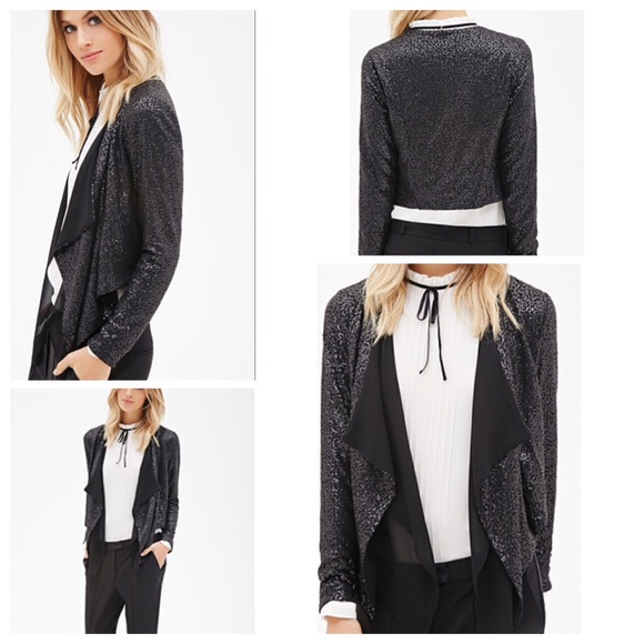 ❤️ Sequined open front tuxedo jacket 🍷