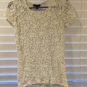 White flowered see threw shirt