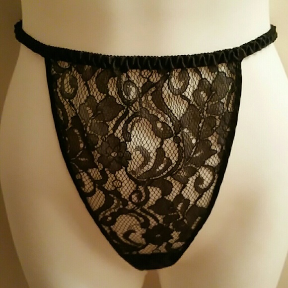 Sexy Black Lace G-string Panties - Picture 2 of 4
