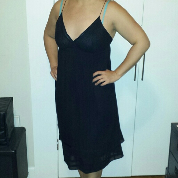 Theory black silk slip dress