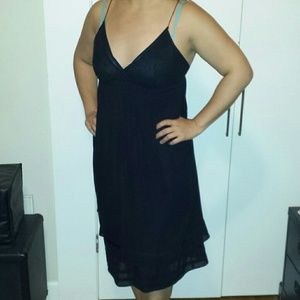 Theory black silk slip dress