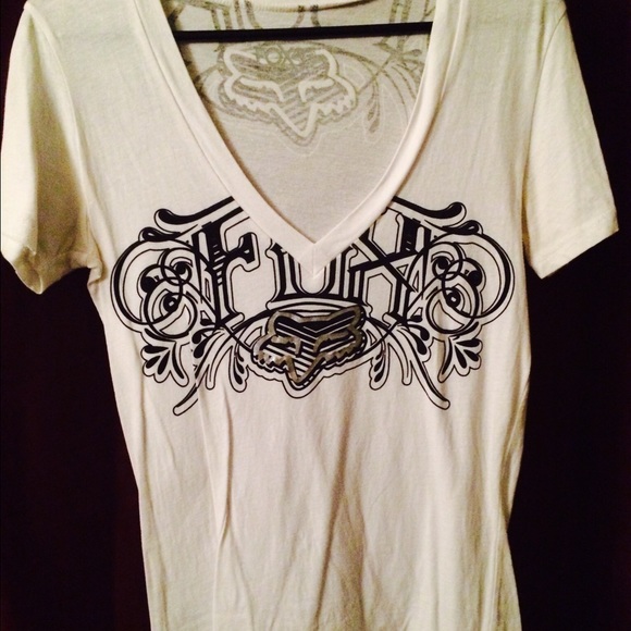 white Fox v-neck