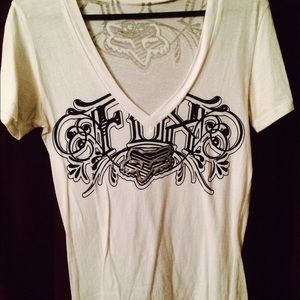 white Fox v-neck