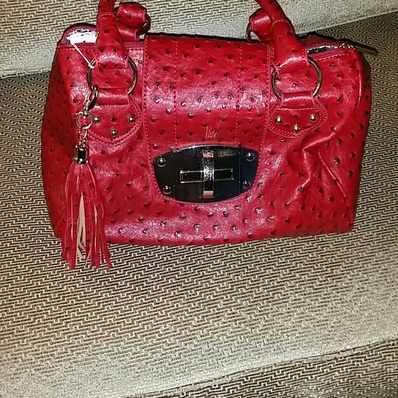 Red satchel handbag