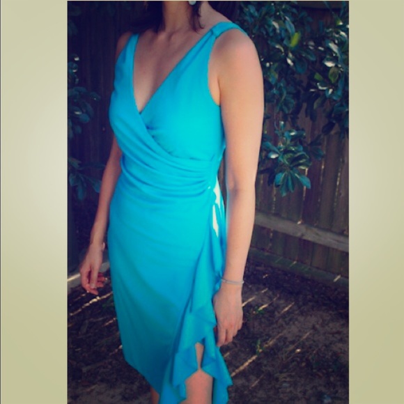 Express Blue ruffle dress