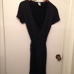 Black Polkadot Wrap Dress